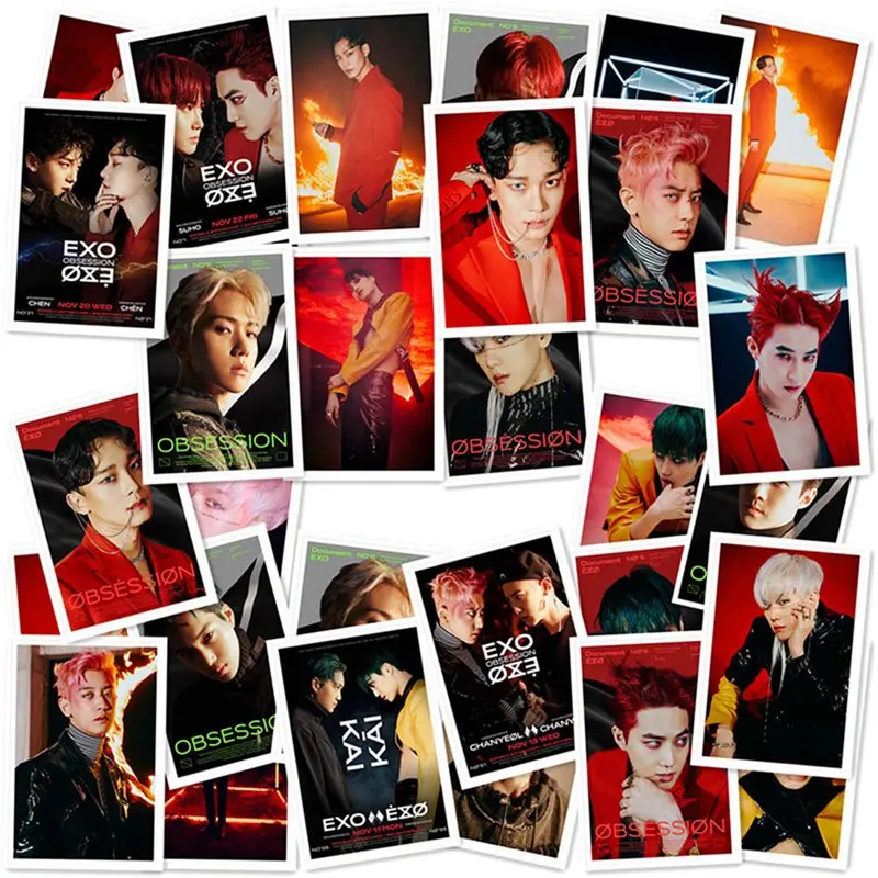 

40Pcs/Set KPOP EXO 6th Album OBSESSION Photo Card PVC Cards Self Made LOMO Photo Card Photocard