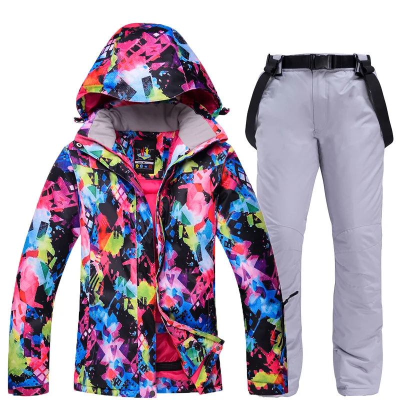 Jackets Pants GY Женские лыжные костюмы, зимние уличные водонепроницаемые ветрозащитные Комбинезоны для снежных видов спорта, Куртки для сноубординга, лыжные брюки, комплекты - Цвет: Jackets Pants GY