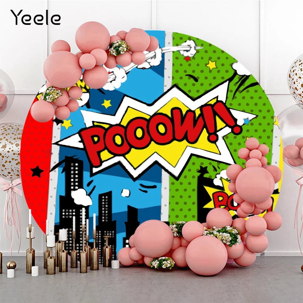 

Yeele Cool Explosion Party Round Background Colorful Rock and Roll Circle Backdrop Photography Photophone For Photo Studio