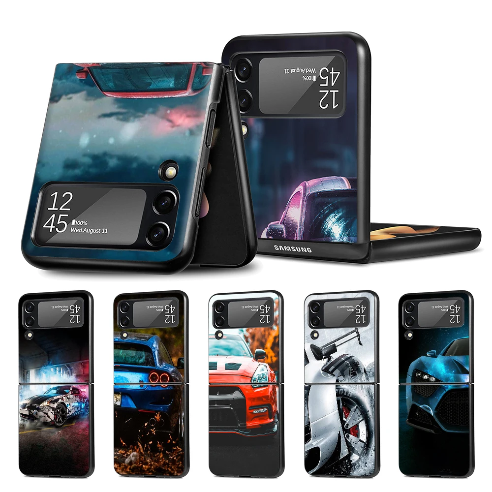 

Cell Phone Case for Samsung Galaxy Z Flip3 5G Black Coque Z Flip 3 Hard PC Luxury Cover Zflip3 Funda Capa Cool Sports Cars