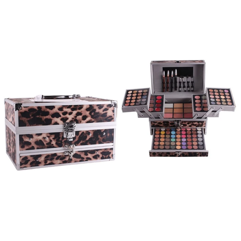 Модный профессиональный набор для макияжа алюминиевая коробка три слоя со