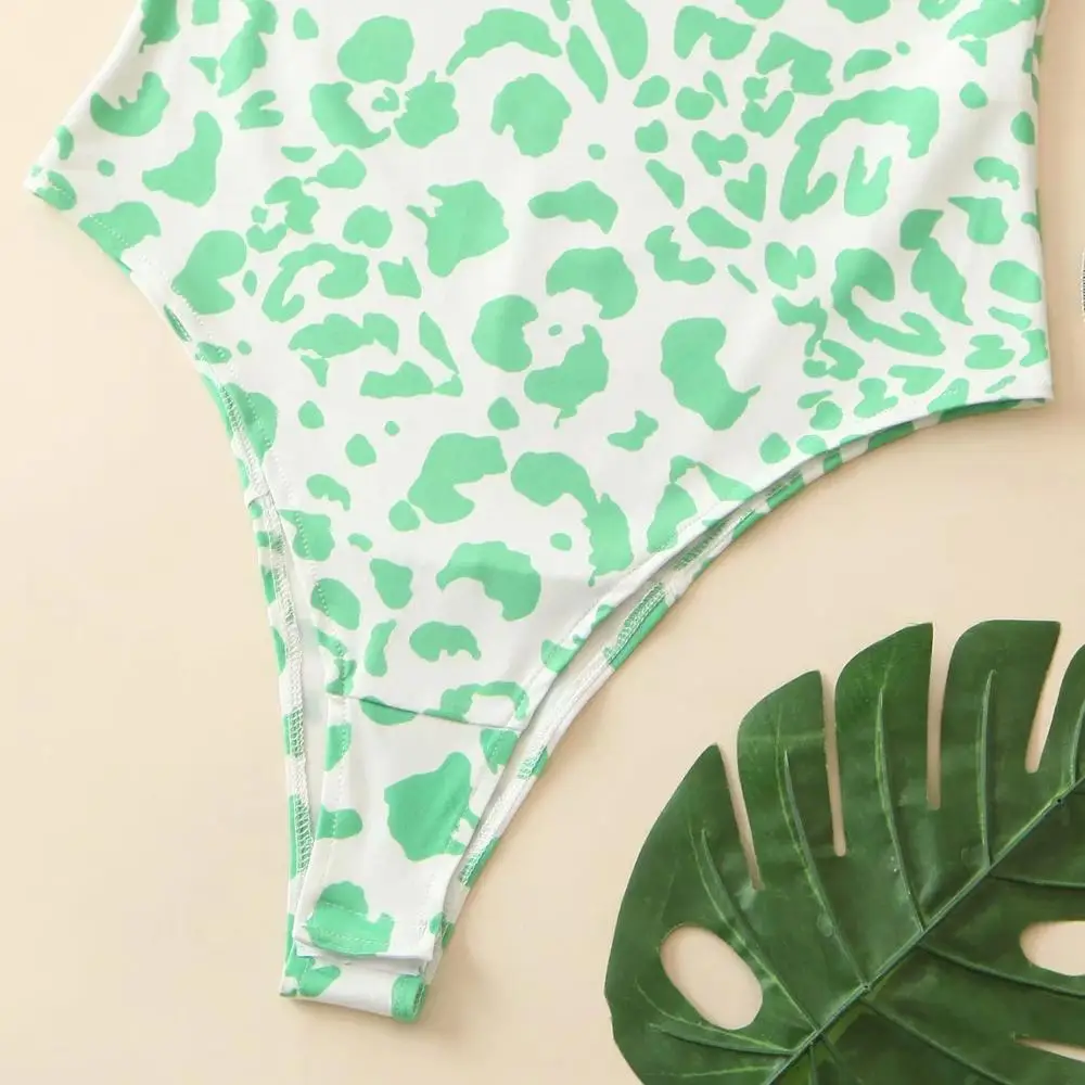 Женский эластичный боди Klacwaya винтажный облегающий комбидресс с леопардовым