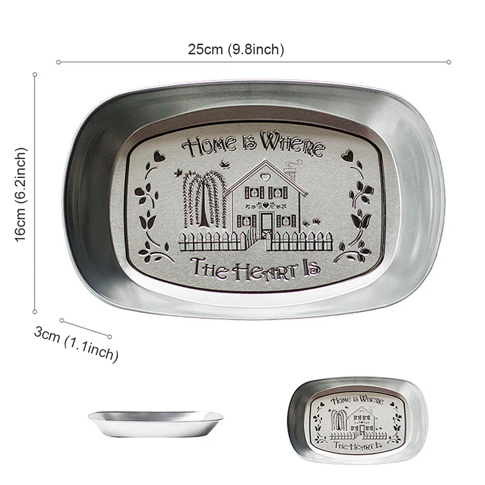 

Creative Retro Iron Tray Cake Dessert Fruit Boat-Shaped Plate With Large Storage Space Durable Tinplate Snack Plate
