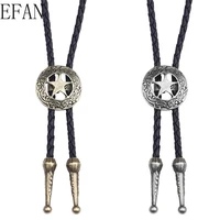 western cowboy star bolo tie rodeo dance necktie men women leather rope long necklace sweater chain shirts bolo tie accessories
