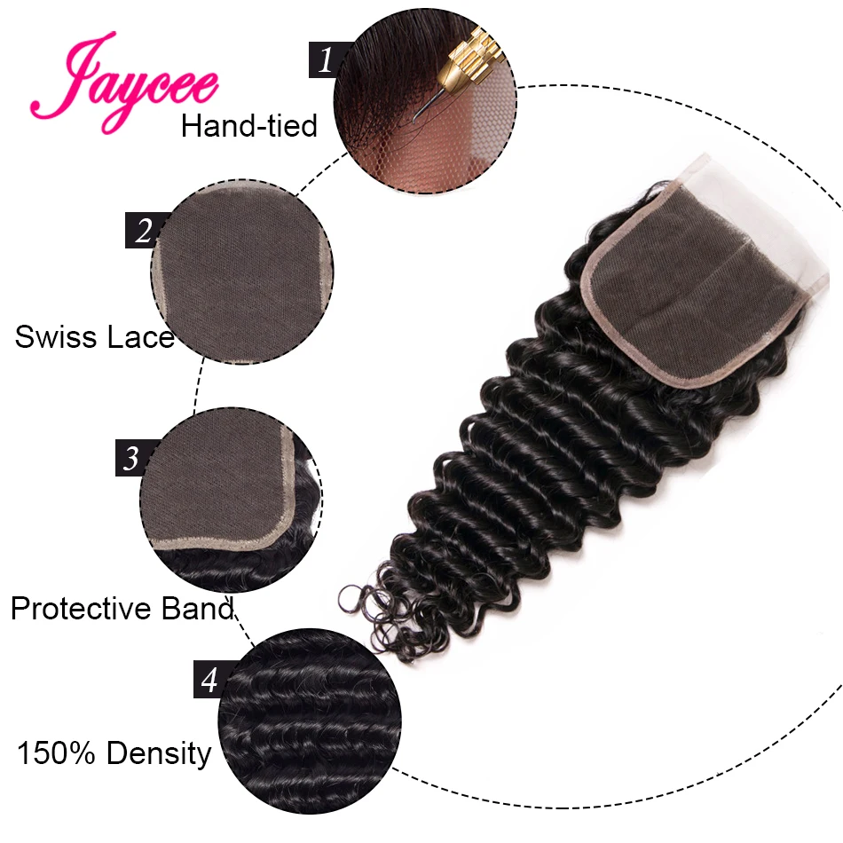 Jaycee, перуанские пряди, глубокая волна, с закрытием, Remy, человеческие волосы, 3 пряди, человеческие волосы, пряди с закрытием, Tissage