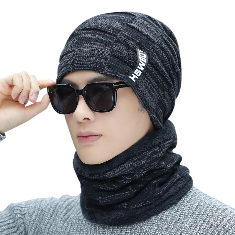 New Men Autumn Winter Plus Velvet Thick Warm Knitted Hat European And American Woolen Outdoor Windproof warm Hats | Аксессуары для