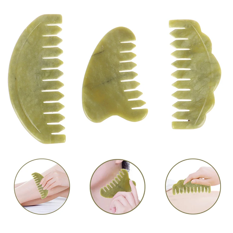 

6 стилей натурального нефрита расческа из камня доска гуаша в форме расчески массаж ручной массажер расческа для релакса здравоохранения г...