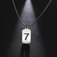my shape number 7 small plate pendant necklaces for women men stainless steel geometric necklace snake chain fashion jewelry