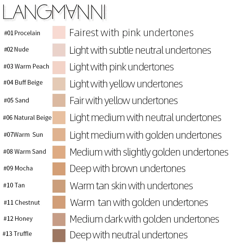 

Langmanni 30ml Liquid Foundation Soft Matte Concealer 13 Colors Primer Base Professional Face Make up Foundation Contour Palette