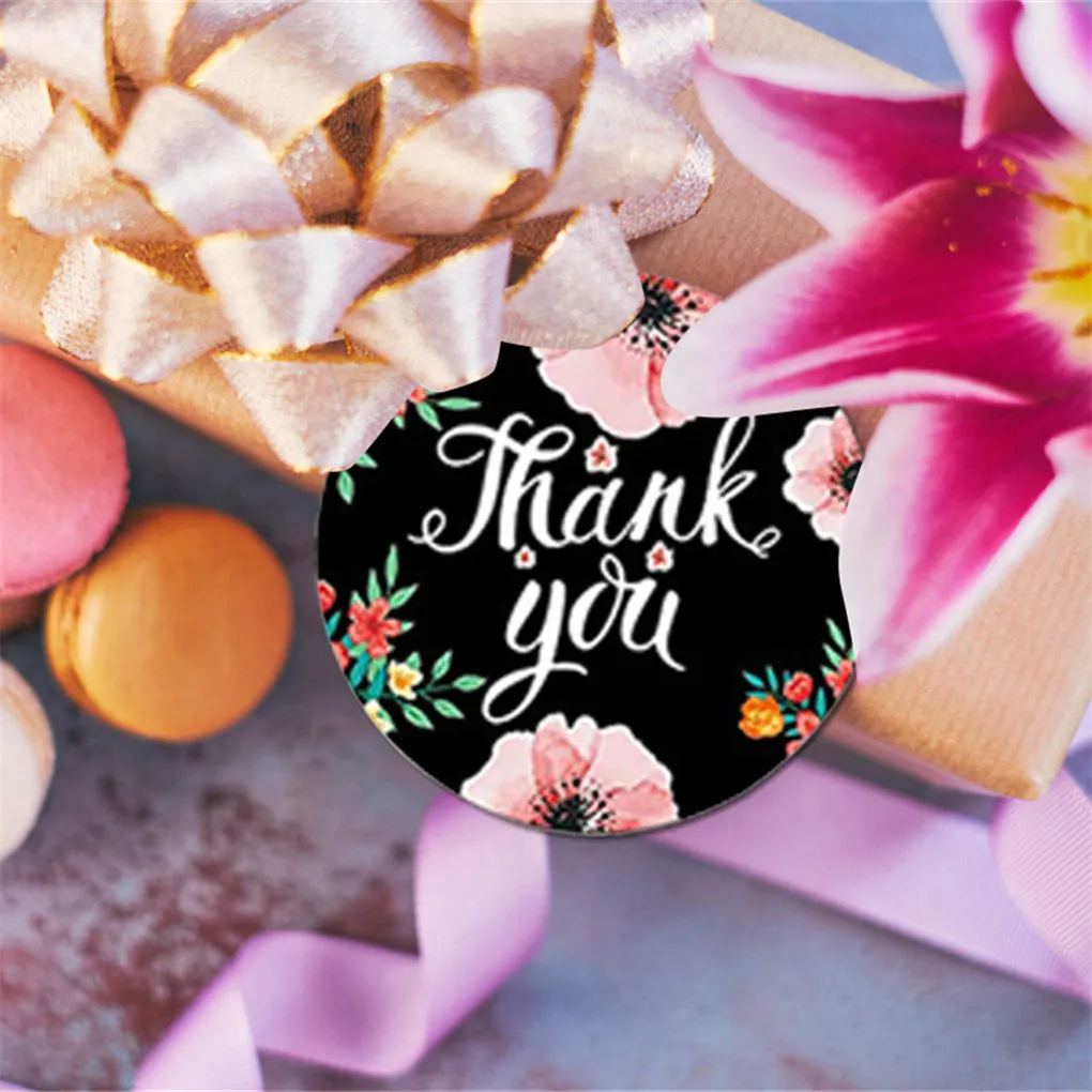 

2021 New 500PCS/Roll Thank You Flower Stickers Self Adhesive Handmade Labels Wedding Gift Party Decoration