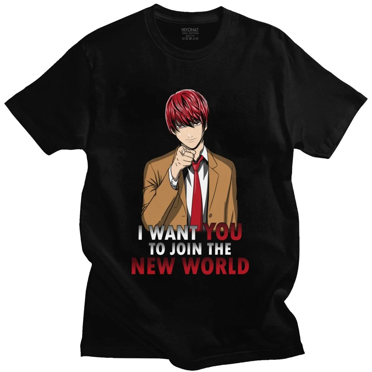 

Забавная Футболка Death Note, Мужская футболка с коротким рукавом, светильник Yagami, футболка с аниме-мангой, футболка для фанатов, повседневная хл...