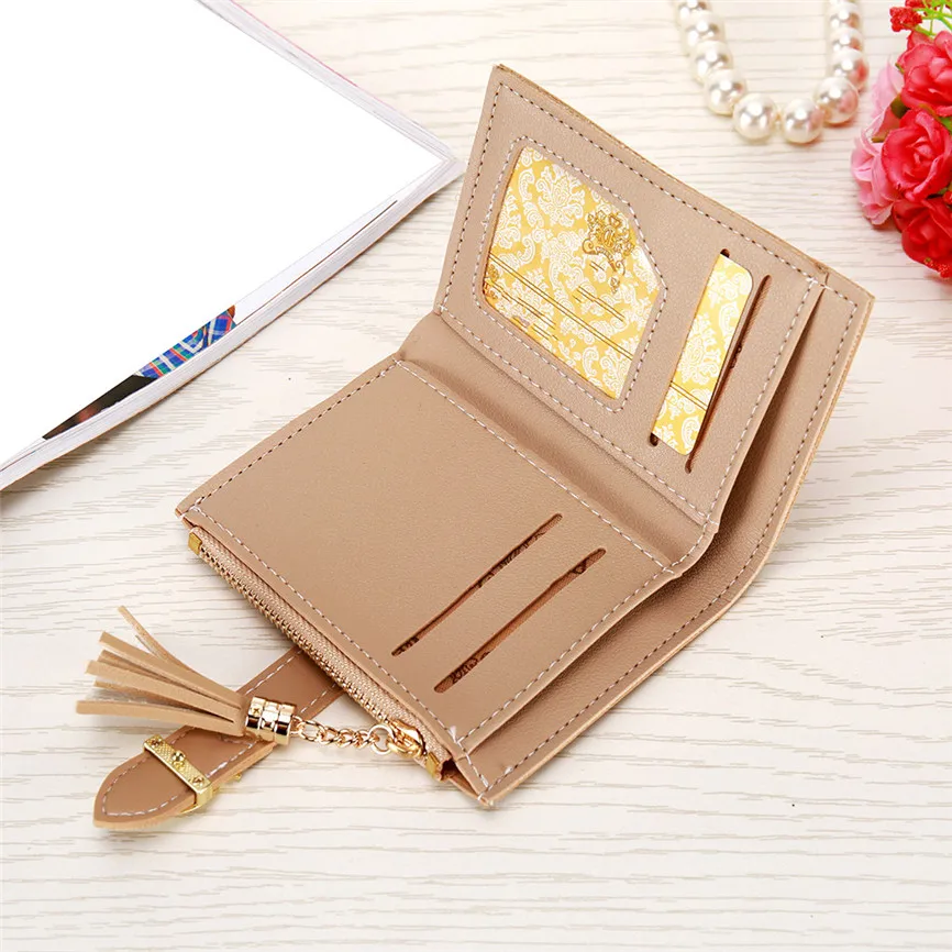 Женский бумажник ретро женский кошелек с пряжкой кисточка два сложения монета