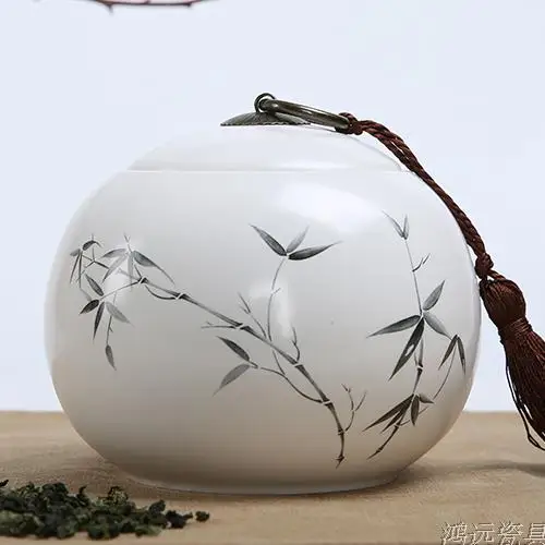 

Chinese Tea Ceramic Jar Tea Box Organizer Small Tea Bag Container Packaging Portable Voorraadbussen Keuken Home Teaware AB50CY