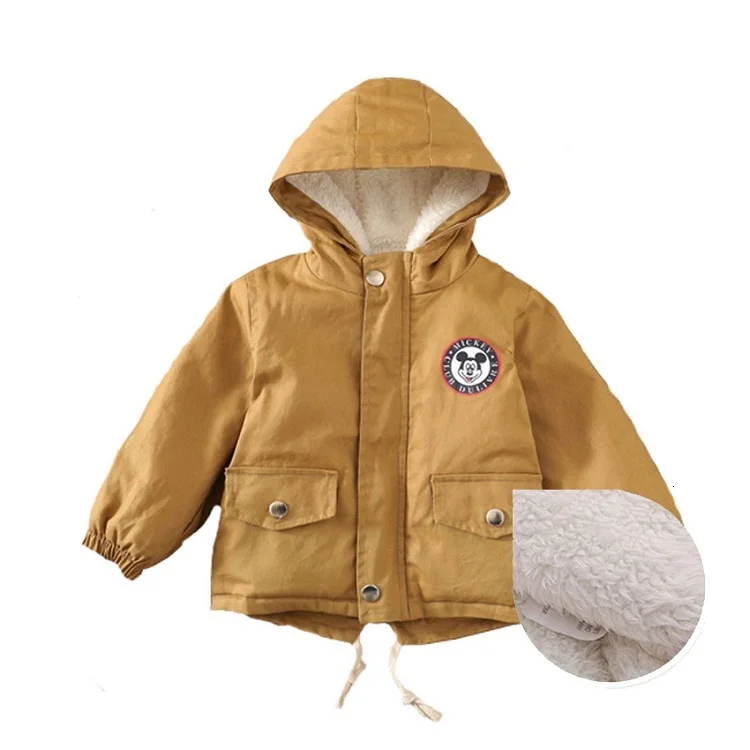 Fleece Khaki Benemaker/флисовые куртки с Микки Маусом для маленьких мальчиков и девочек; зимняя одежда; детские пальто; детская куртка-бомбер; ветровка; детская верхняя одежда; YJ153 - Цвет: Fleece Khaki