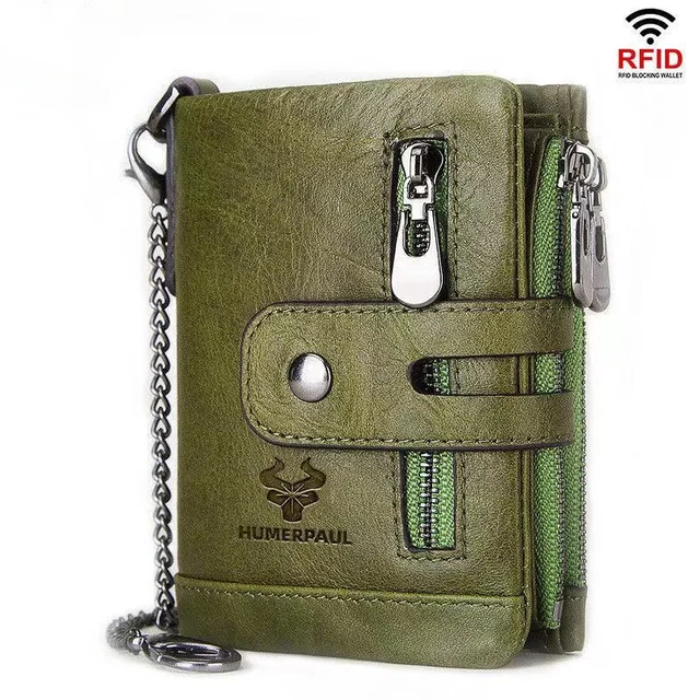 

Free Shipping 100% Genuine Leather Men Wallet Coin Purse Small Mini Card Holder Chain PORTFOLIO Portomonee Male Walet Pocket