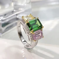 100 925 sterling silver emerald candy pink yellow green 79mm high carbon diamond rings for women sparkling wedding jewelry