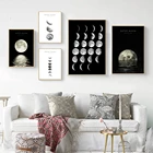 Абстрактное минималистичное черно-белое полотно настенное искусство Луна фаза Декор плакаты и принты скандинавские картины современная живопись