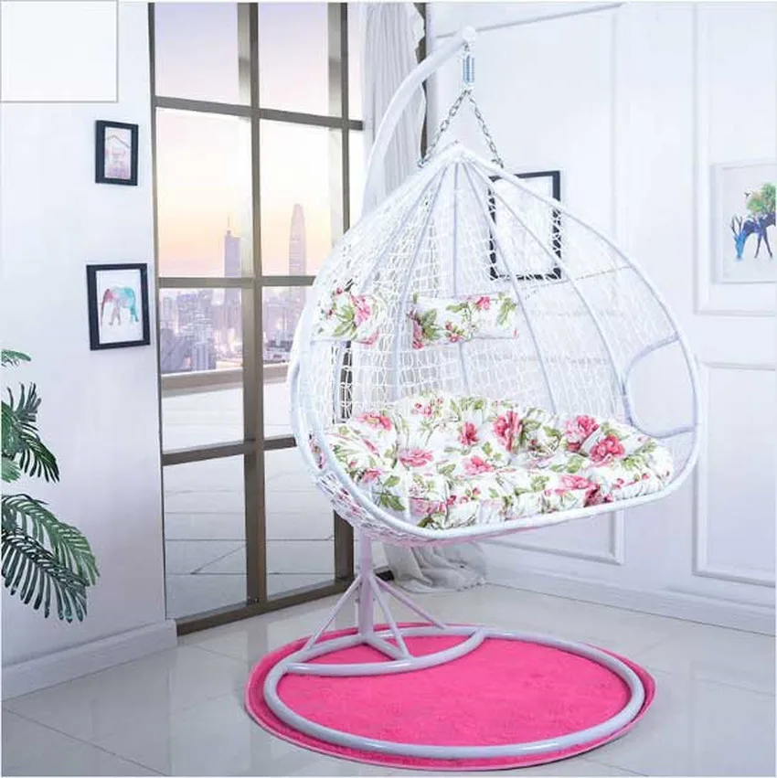 Creative PE Rattan Weave Double Person Seat Swing Hanging Chair With Handrail Home Balcony Living Room Leisure Lazy Lounge Chair