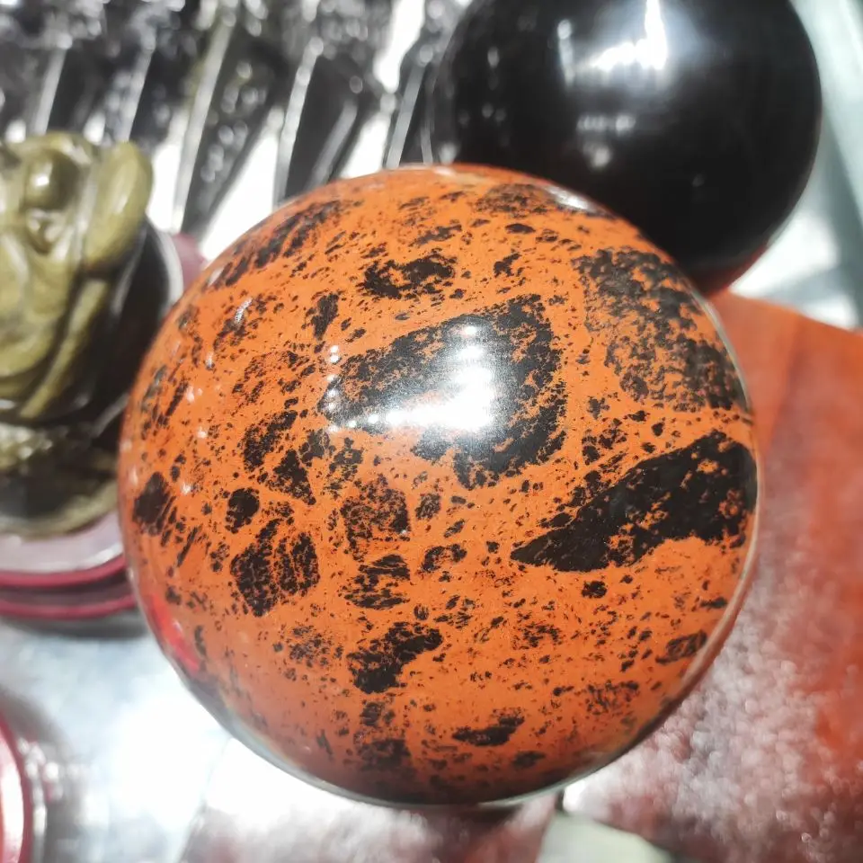 

Natural Red Mahogany Obsidian Stone Ball Mineral Quartz Sphere Crystal Ball Healing Feng Shui
