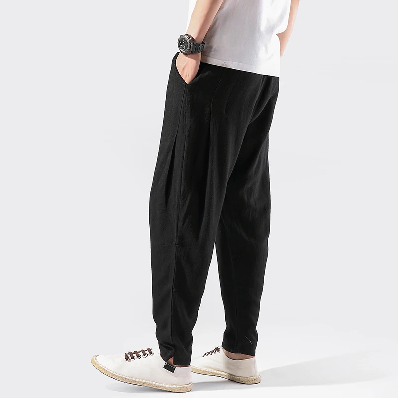 

Linen Pants Men Summer Casual Harem Pant Streetwear Mens Sweatpants Traditional Chinese Vintage Trousers pantalons homme