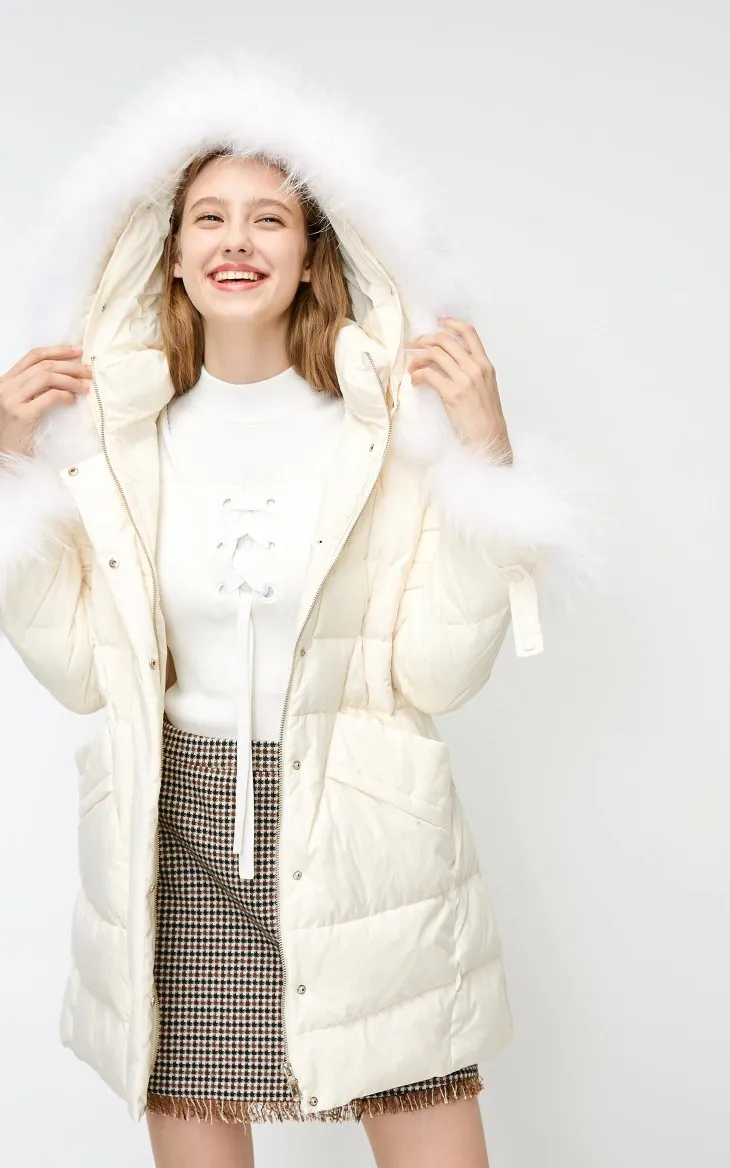 Vero Moda женский Съемный Енот с капюшоном длинный пуховик | 318412541
