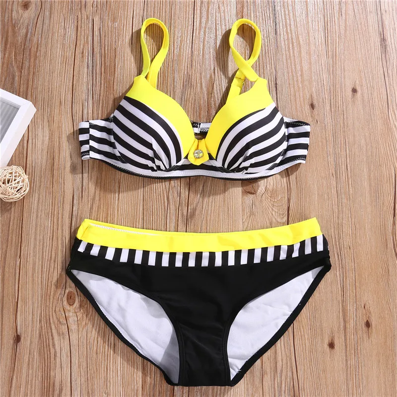 Женские Купальники ярких цветов купальники купальный костюм комплект бикини пуш