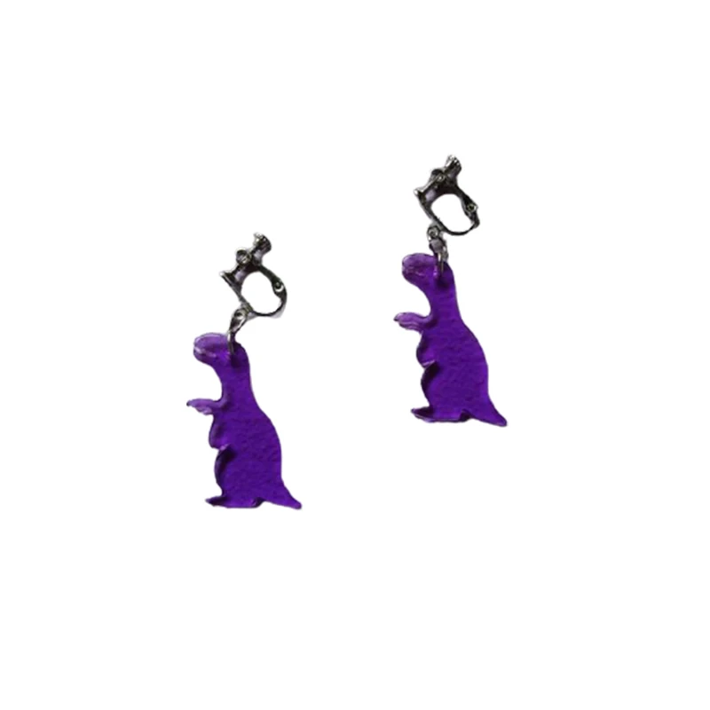

Korean creative Earrings acrylic color transparent small animal EARRINGS CUTE dinosaur Earrings without ear holes