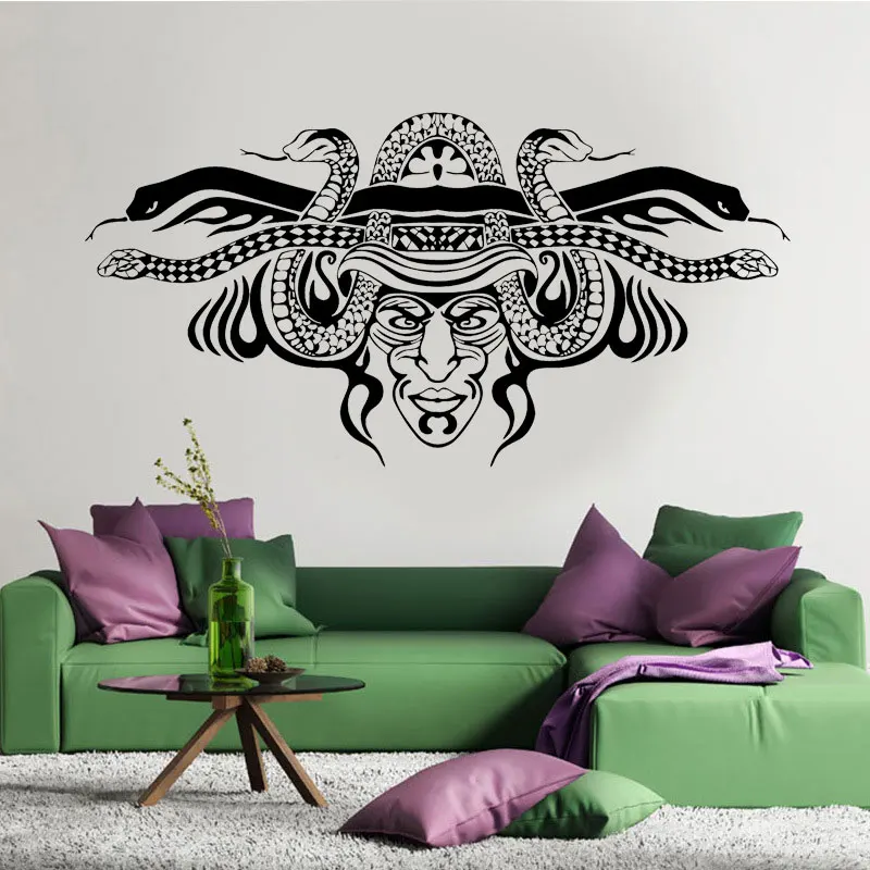 

Chieftain Savage Shaman Mask Wall Stickers Vinyl Home Decor For Living Room Bedroom Wall Decals Removable Interior Mural 4052