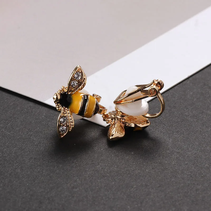 Детские клипса серьги милая пчела желтый не пирсинг маленькие девочки гвоздики