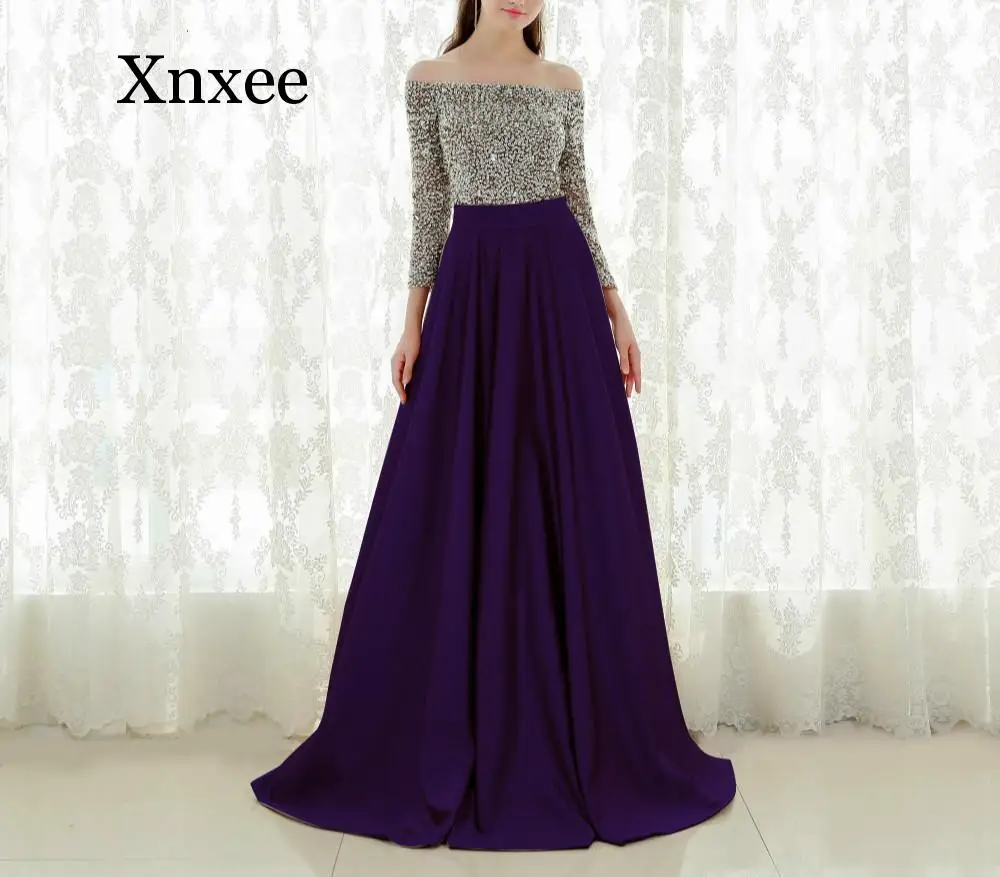 

Женское атласное платье до пола, платье с вырезом лодочкой и открытыми плечами, расшитое блестками