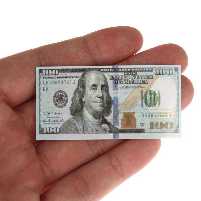100pieces/set Creative Mini 100 Dollars Miniature Banknotes Children Toys Gifts 1:12 Dollhouse Doll house Accessories - купить по