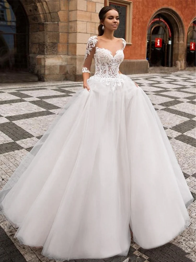 Smileven A Line свадебное платье-бохо Свадебные платья полупальто арабский Vestido De Noiva Свадебные платья Турция Стиль - Цвет: ivory color