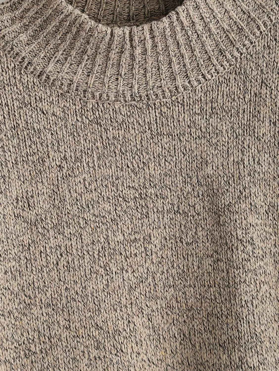 ZAFUL теплый меланжевый пуловер свитер с открытыми плечами круглый вырез длинный