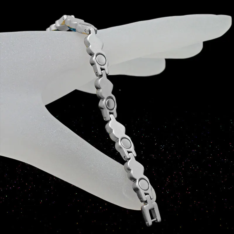 Женский Классический магнитный браслет Escalus серебряный на запястье с камнем в