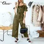 Пикантный длинный комбинезон Celmia с открытыми плечами, женский комбинезон 2021, летние повседневные Рабочие Комбинезоны с коротким рукавом и оборками и брюками-карго с высокой талией