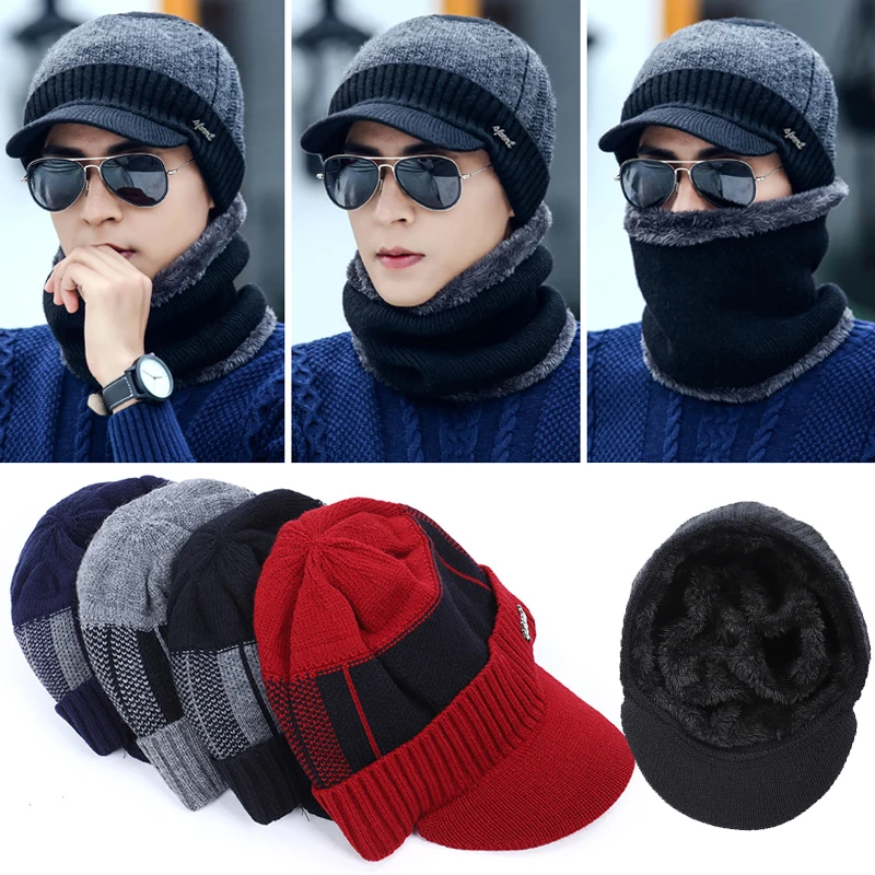 Набор из шапки и шарфа на весну зиму мужская вязаная бейсбольная шапка женская