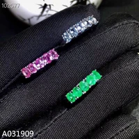 kjjeaxcmy boutique jewelry 925 sterling silver inlaid natural aquamarine emerald pink sapphire female ring support detection