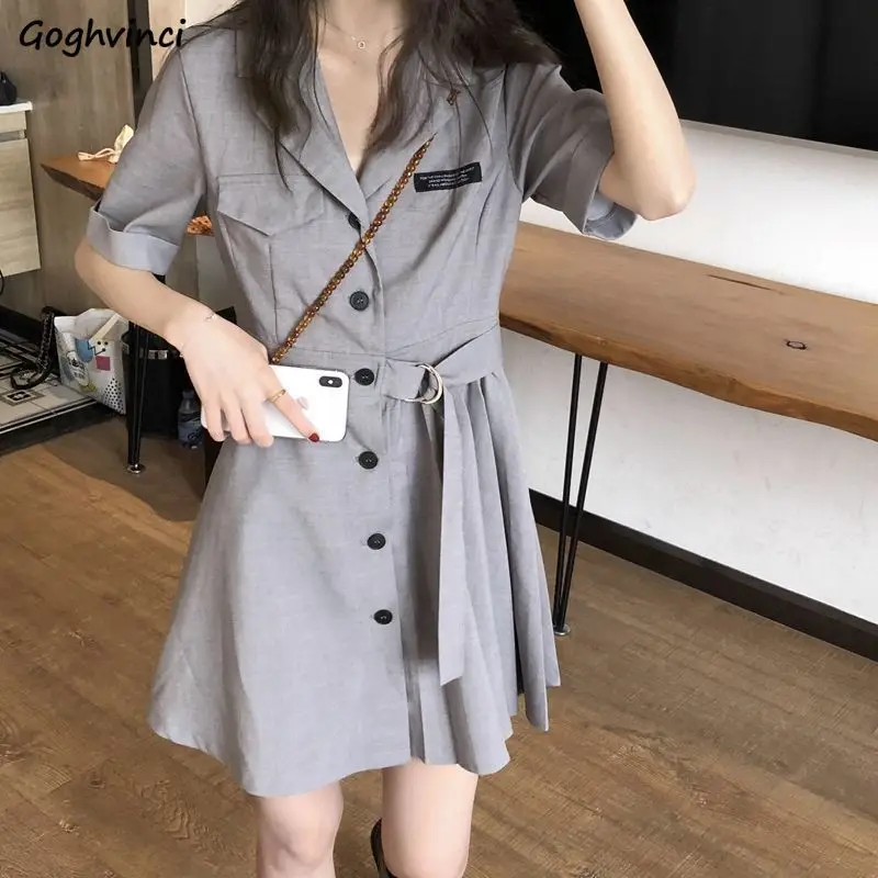 

Платье женское Плиссированное с коротким рукавом, модный элегантный однобортный мини-сарафан в стиле Харадзюку, шикарное ретро