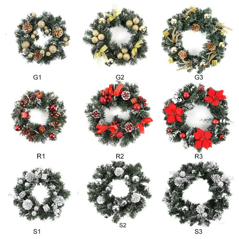 

2020 Christmas Wreath With Battery Powered LED Light String Front Door Hanging Garland Holiday Home Decorations