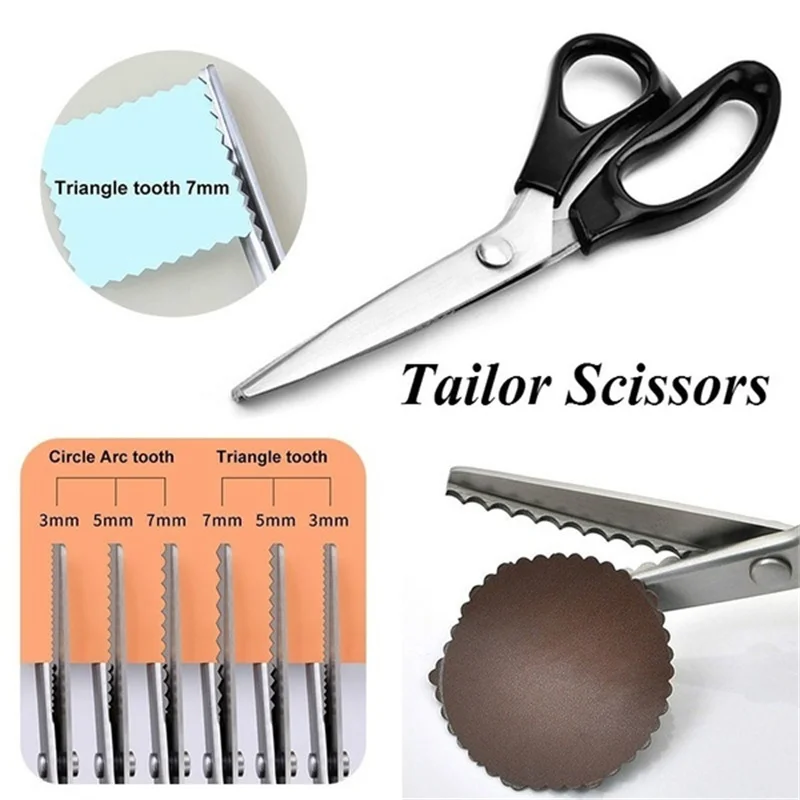 Портновские ножницы для шитья с круглыми треугольными зубцами рукоделия