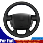 DIY чехол рулевого колеса автомобиля мягкой натуральной кожи черного цвета для Fiat Peugeot боксер Citroen джемпер реле Ram ProMaster