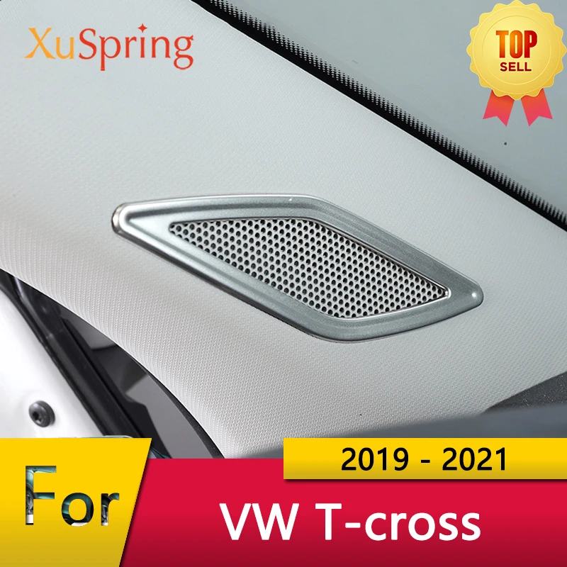 

Car Dashboard A Pillar Speaker Audio Bezel Stickers Ring Frame Trim Cover for Volkswagen VW T-cross Tcross 2019 2020 2021 LHD