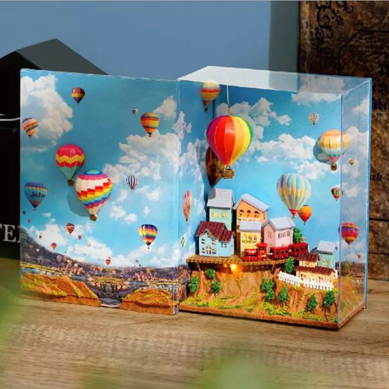 

Handmade hot air balloon book pop-up book shape desktop decoration ornament holiday creative gift