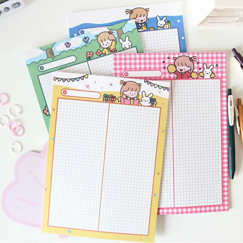 Блокнот для девочек размером B5 милый блокнот в клетку кролик и девочка 30 листов