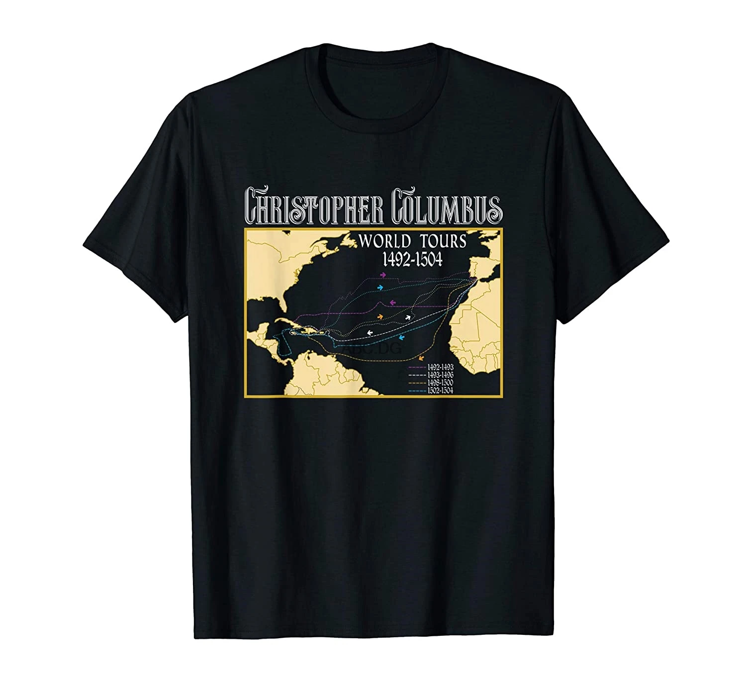 Христофор Колумб мировых туров с Backprint Columbus футболка|Мужские футболки| |