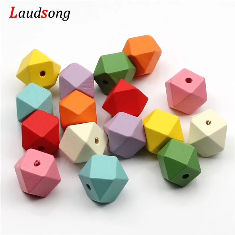 10 шт. 16 мм натуральный геометрический красочные деревянные бусины для