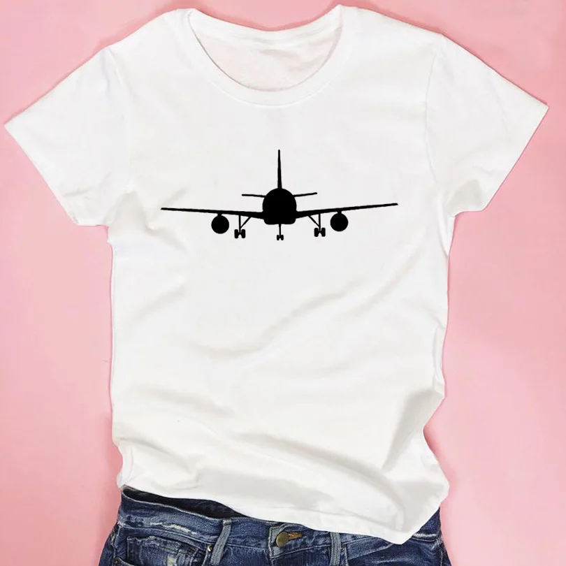 Футболка женская Летающая в стиле Харадзюку с принтом самолета | Женская одежда