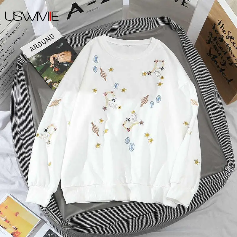 

Free Shipping New Autumn Spring Leisure Fashion Fresh Korean Outwear Hit Color Round Neck Long Sleeve Loose Comfort Pullovers