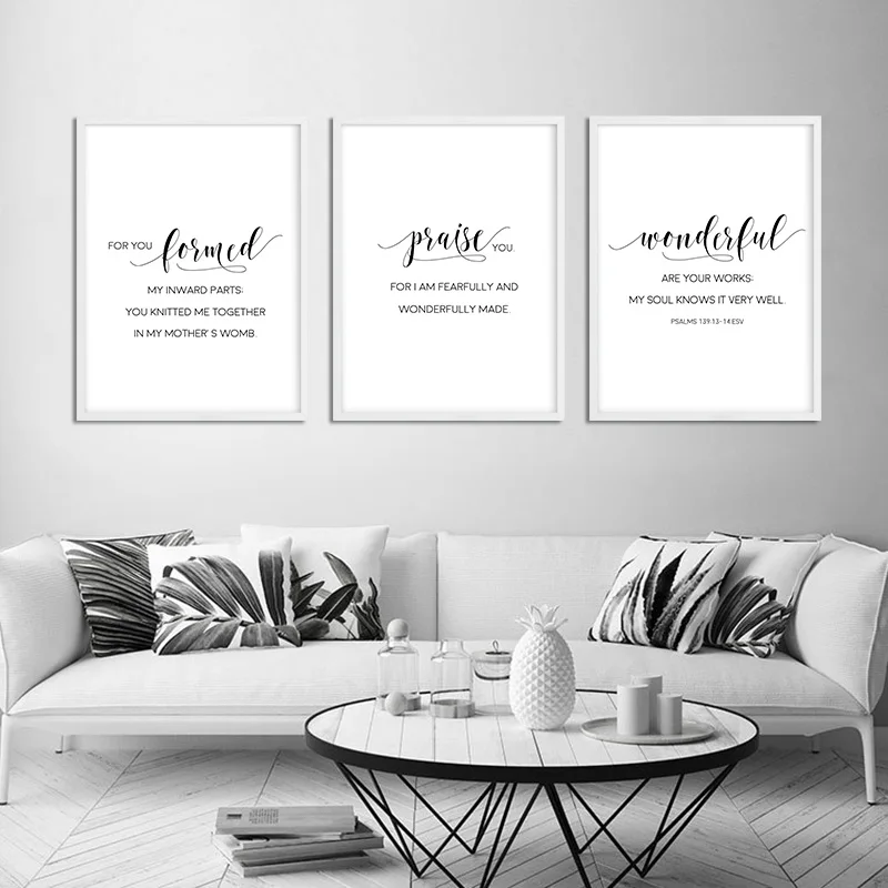

Black White Bible Verse Motivational Poster Nursery Quotes Canvas Wall Art Print Painting Minimalist Room Decoration Picture