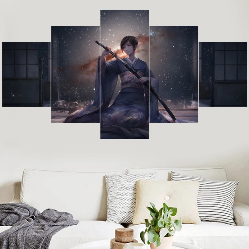5 шт. настенные картины с изображением японского воина|Рисование и каллиграфия| |